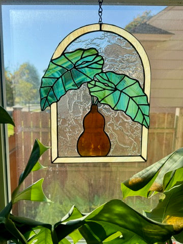 Window & Alocasia Vase Suncatcher