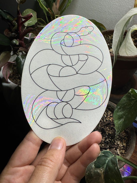 Snake & Moon Phases Prismatic Window Sticker