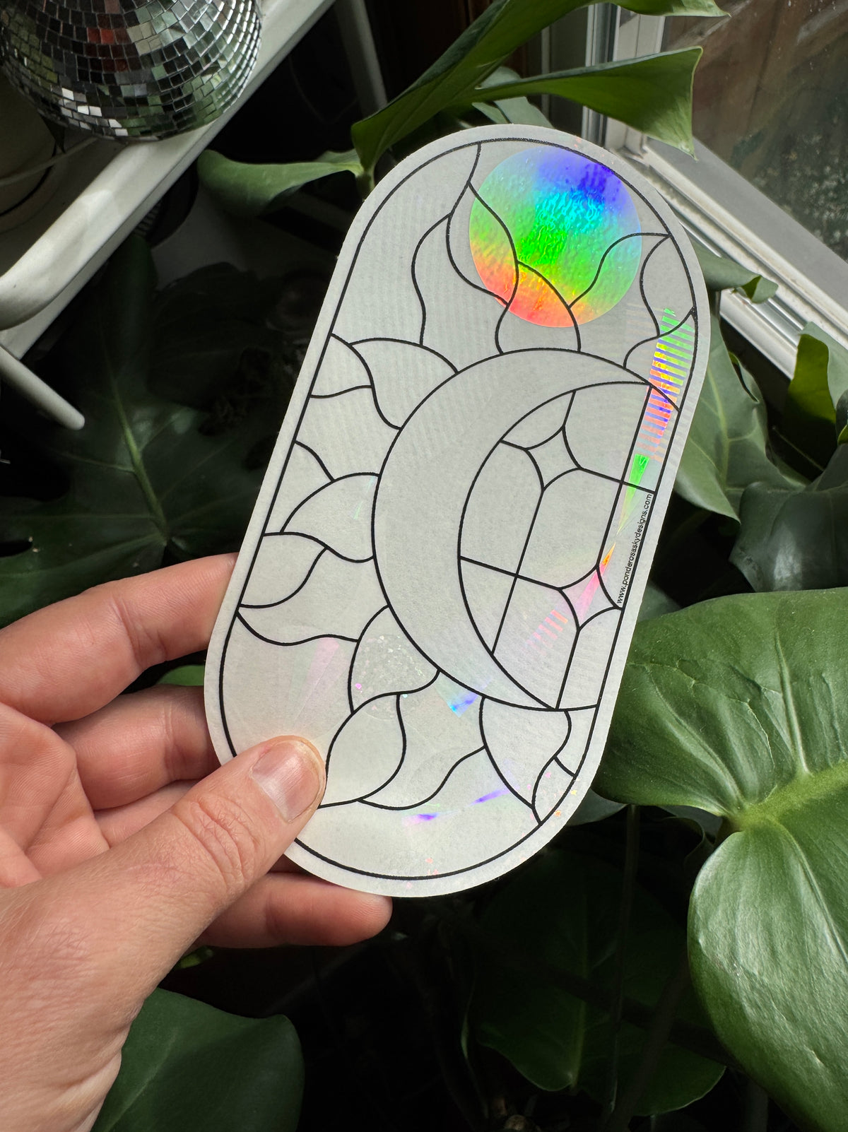 Sun & Moon Prismatic Window Sticker