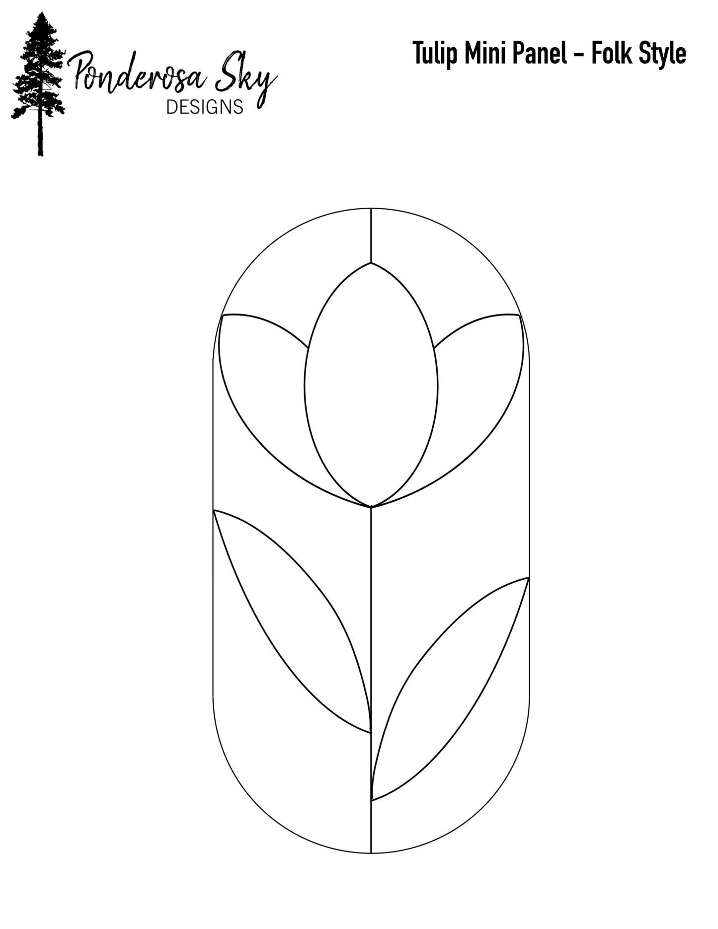 Tulip Mini Panel - Folk Style Digital Pattern
